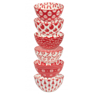 Peppermint Candy Dinner Bowl, Set of 6, 9.25x2.25